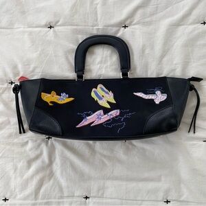 Sydney Love Embroidered Fashionista Hand Bag Black with High Heels NWOT